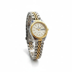 Quintel Womens Watch White Dial Silver Case Stainless Bracelet Quartz Day Date